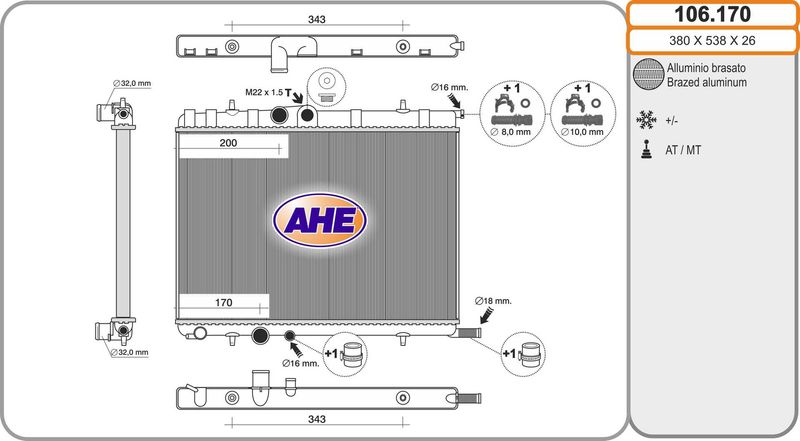 AHE Radiatore, Raffreddamento motore 106.170