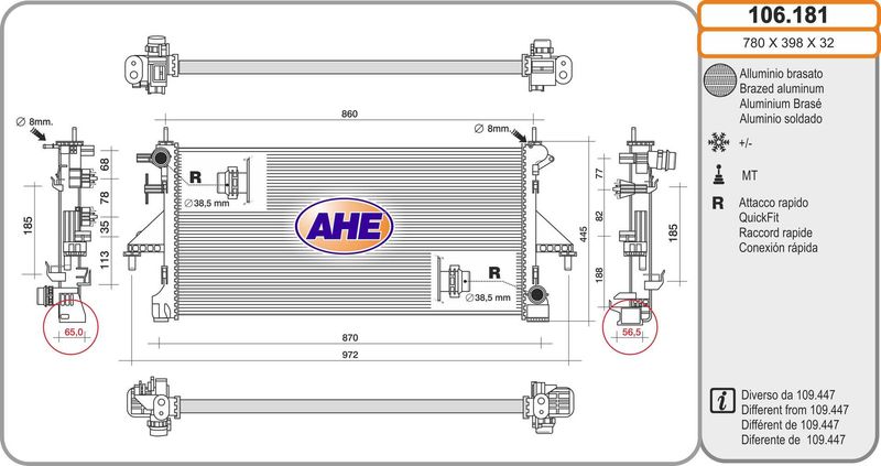 AHE Radiatore, Raffreddamento motore 106.181