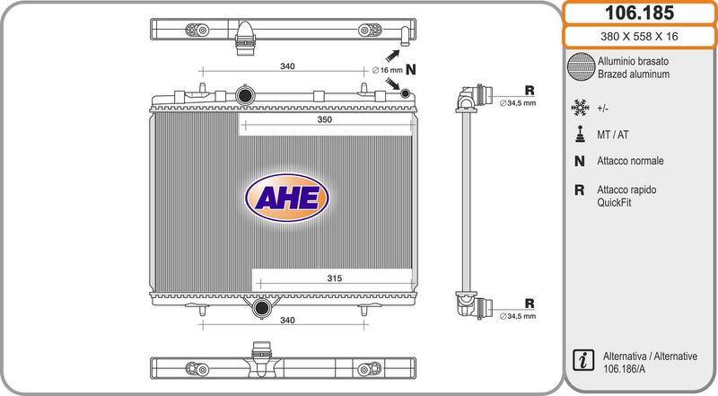 AHE Radiatore, Raffreddamento motore 106.185