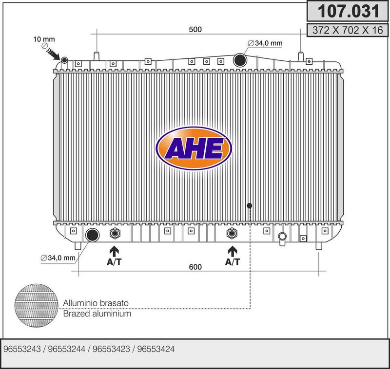 AHE Radiatore, Raffreddamento motore 107.031