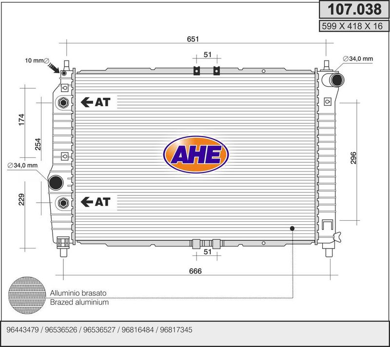 AHE Radiatore, Raffreddamento motore 107.038