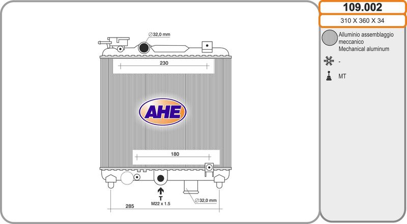 AHE Radiatore, Raffreddamento motore 109.002