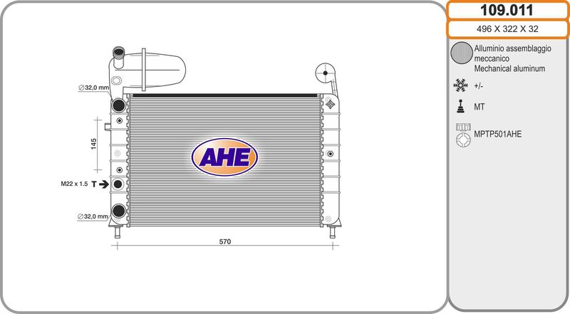 AHE Radiatore, Raffreddamento motore 109.011
