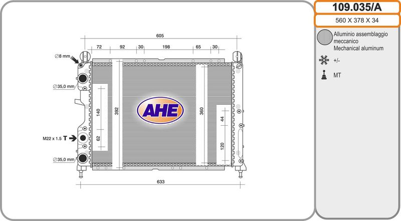 AHE Radiatore, Raffreddamento motore 109.035/A