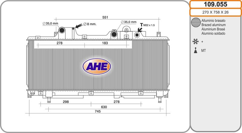 AHE Radiatore, Raffreddamento motore 109.055