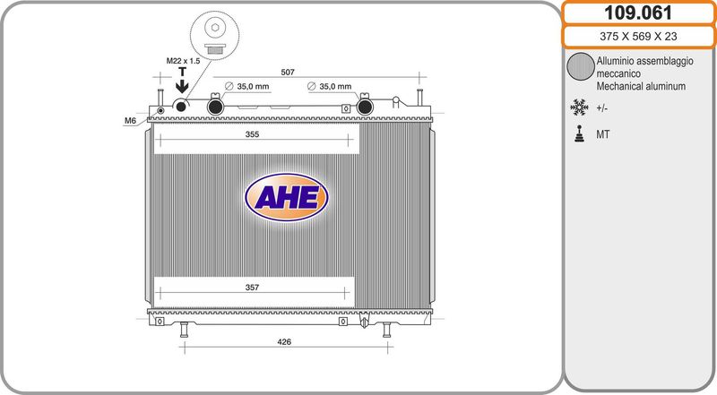 AHE Radiatore, Raffreddamento motore 109.061