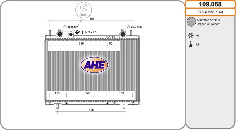 AHE Radiatore, Raffreddamento motore 109.068
