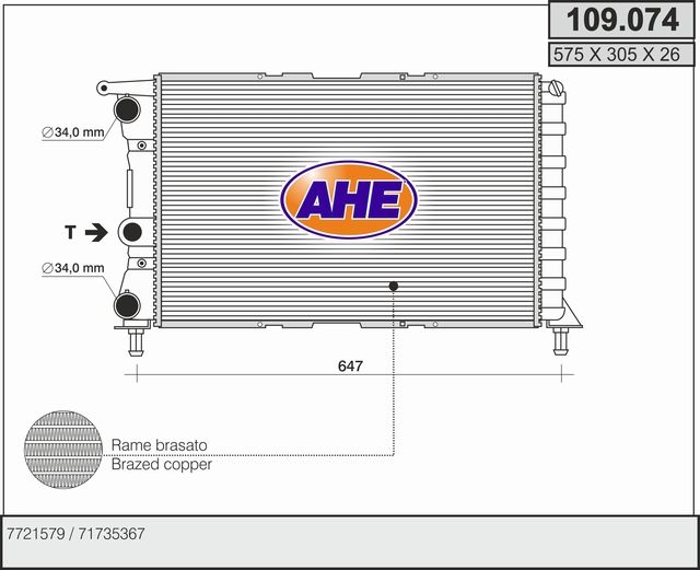 AHE Radiatore, Raffreddamento motore 109.074