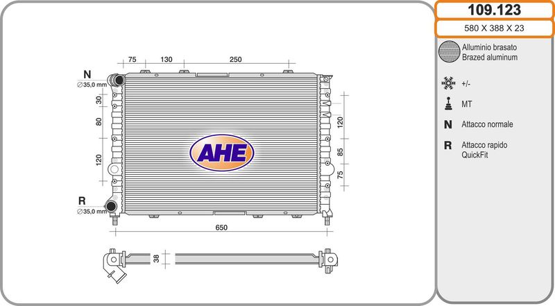 AHE Radiatore, Raffreddamento motore 109.123