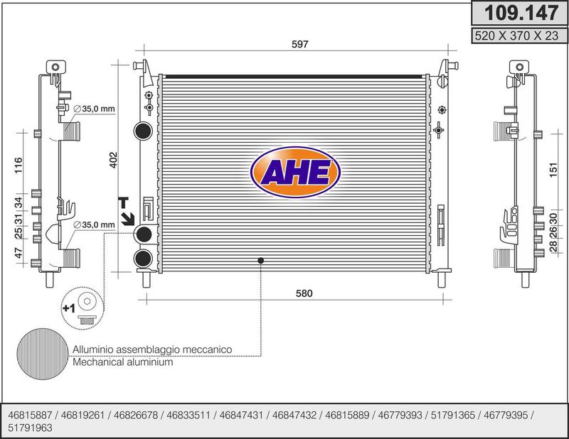AHE Radiatore, Raffreddamento motore 109.147