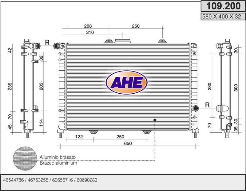 AHE Radiatore, Raffreddamento motore 109.200