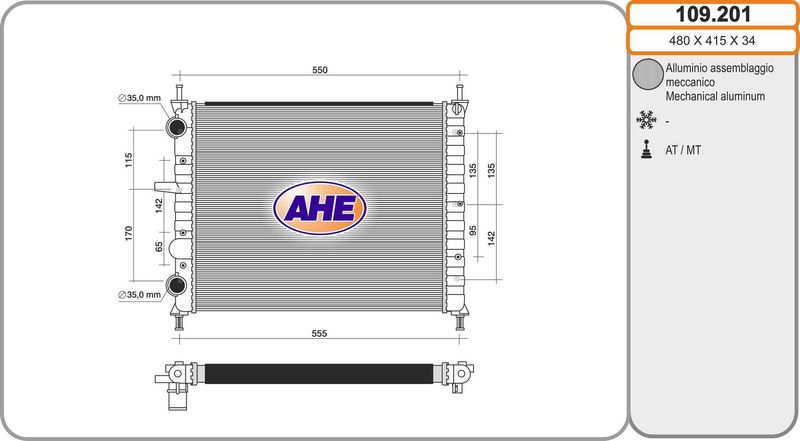 AHE Radiatore, Raffreddamento motore 109.201