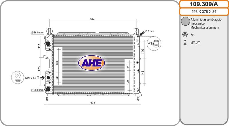 AHE Radiatore, Raffreddamento motore 109.309/A
