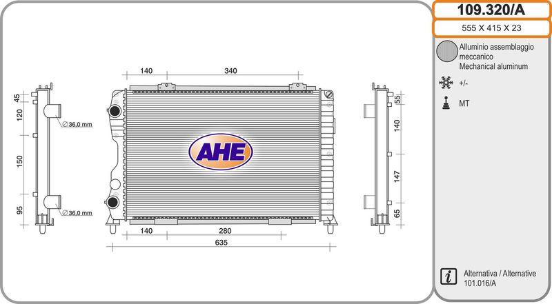 AHE Radiatore, Raffreddamento motore 109.320/A