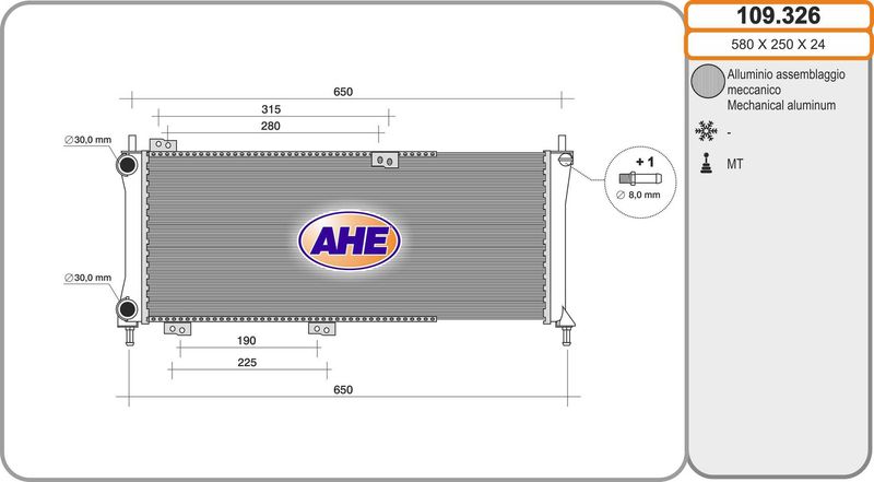 AHE Radiatore, Raffreddamento motore 109.326