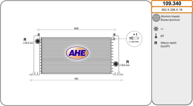 AHE Radiatore, Raffreddamento motore 109.340
