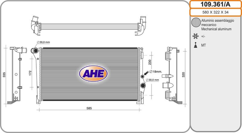 AHE Radiatore, Raffreddamento motore 109.361/A