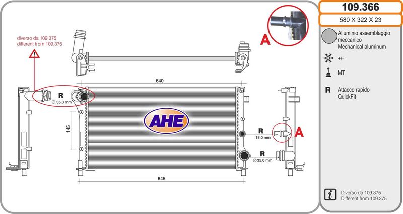 AHE Radiatore, Raffreddamento motore 109.366