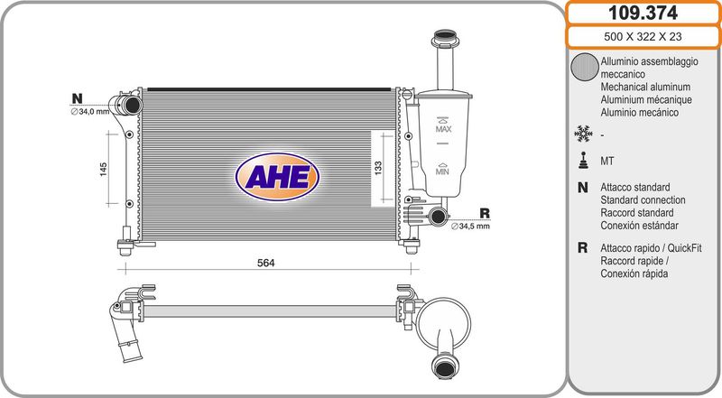 AHE Radiatore, Raffreddamento motore 109.374
