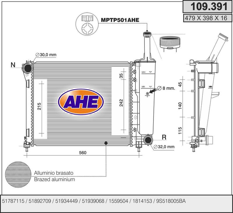 AHE Radiatore, Raffreddamento motore 109.391