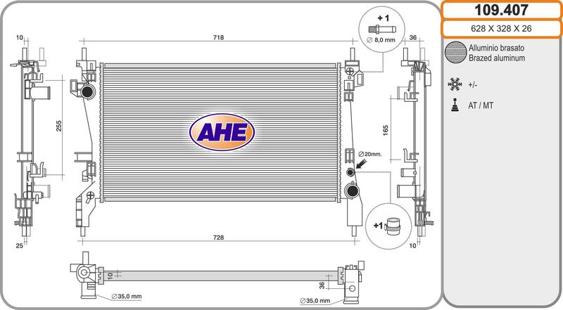 AHE Radiatore, Raffreddamento motore 109.407