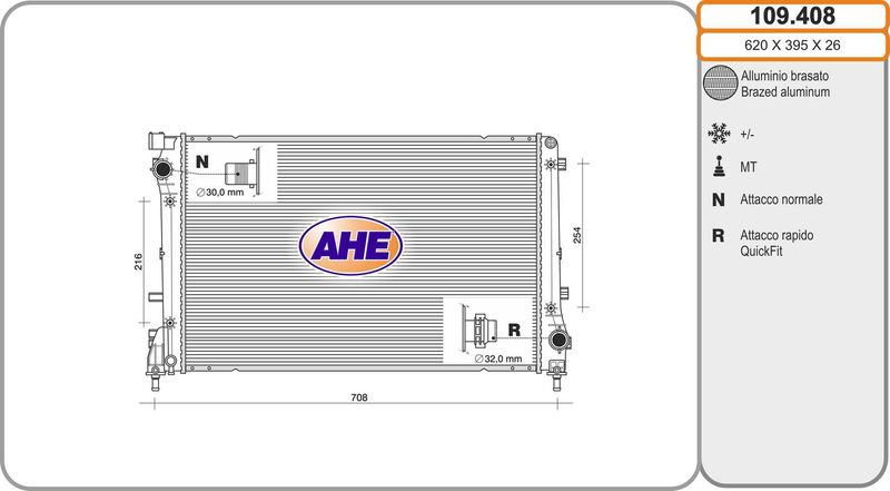 AHE Radiatore, Raffreddamento motore 109.408