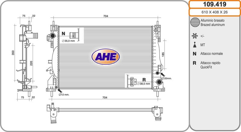 AHE Radiatore, Raffreddamento motore 109.419