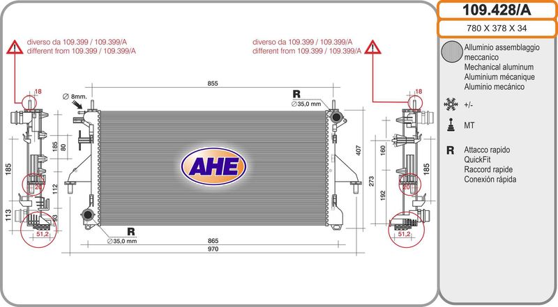 AHE Radiatore, Raffreddamento motore 109.428
