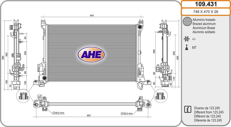 AHE Radiatore, Raffreddamento motore 109.431