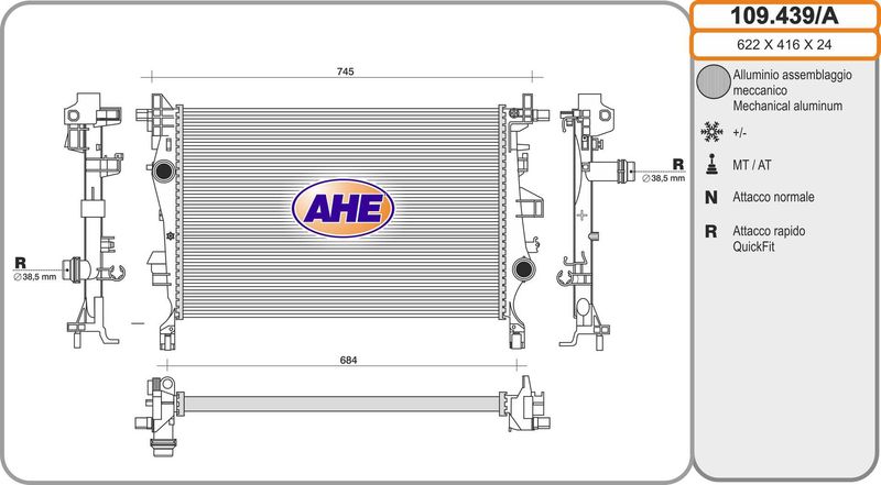 AHE Radiatore, Raffreddamento motore 109.439