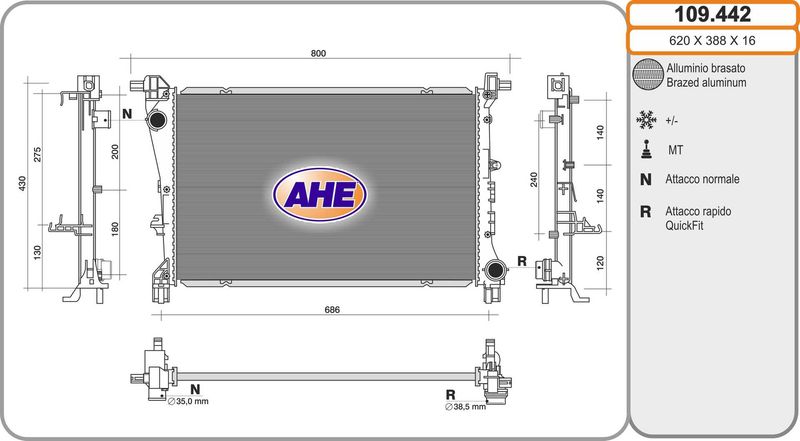 AHE Radiatore, Raffreddamento motore 109.442