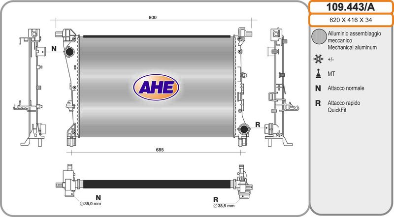 AHE Radiatore, Raffreddamento motore 109.443/A