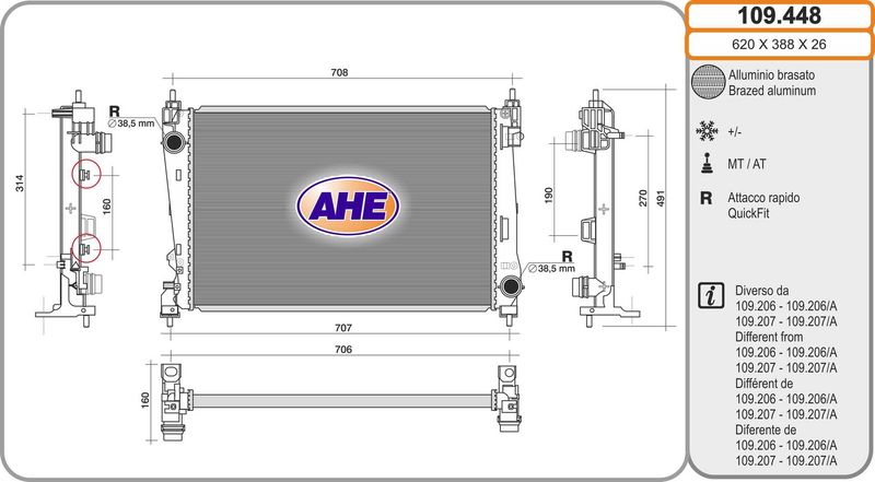 AHE Radiatore, Raffreddamento motore 109.448
