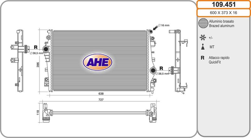 AHE Radiatore, Raffreddamento motore 109.451