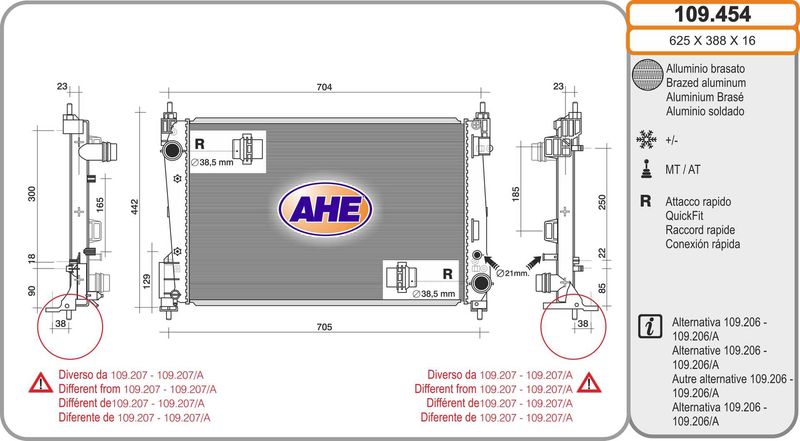AHE Radiatore, Raffreddamento motore 109.454