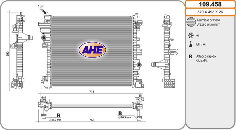 AHE Radiatore, Raffreddamento motore 109.458
