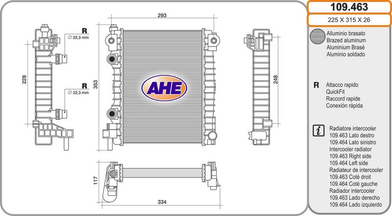 AHE Radiatore, Raffreddamento motore 109.463