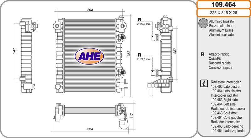 AHE Radiatore, Raffreddamento motore 109.464