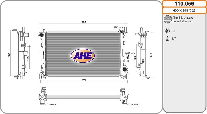 AHE Radiatore, Raffreddamento motore 110.056