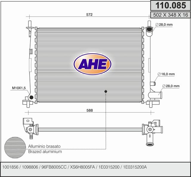 AHE Radiatore, Raffreddamento motore 110.085