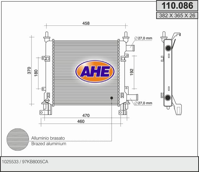 AHE Radiatore, Raffreddamento motore 110.086