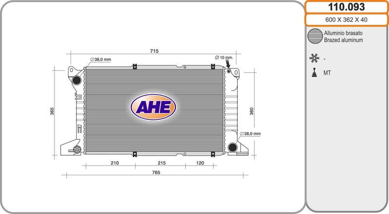 AHE Radiatore, Raffreddamento motore 110.093