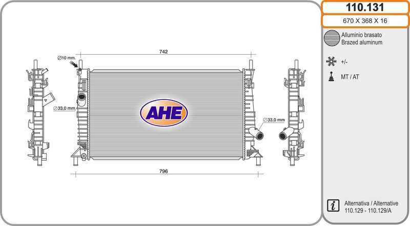 AHE Radiatore, Raffreddamento motore 110.131