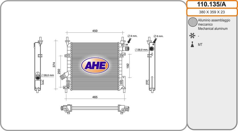 AHE Radiatore, Raffreddamento motore 110.135/A