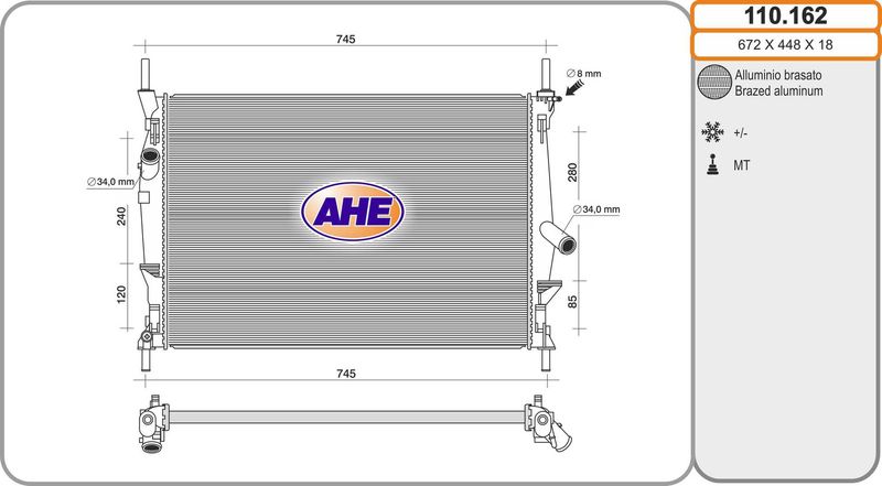 AHE Radiatore, Raffreddamento motore 110.162