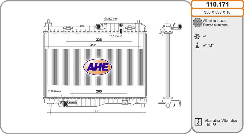 AHE Radiatore, Raffreddamento motore 110.171