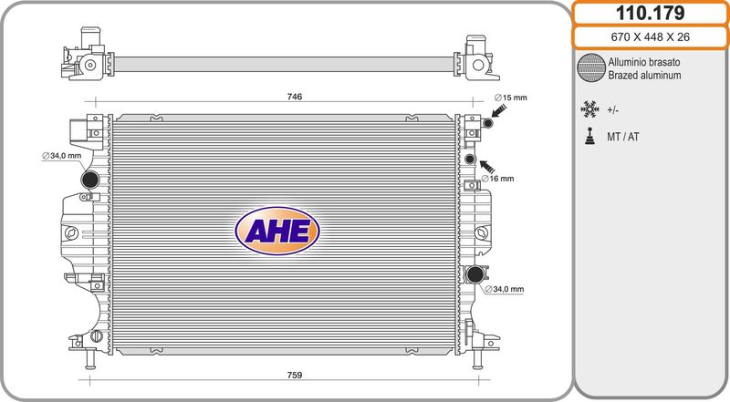 AHE Radiatore, Raffreddamento motore 110.179