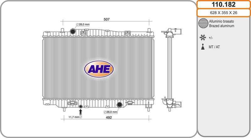 AHE Radiatore, Raffreddamento motore 110.182