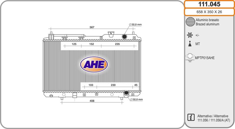 AHE Radiatore, Raffreddamento motore 111.045