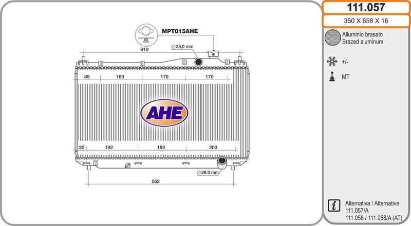 AHE Radiatore, Raffreddamento motore 111.057
